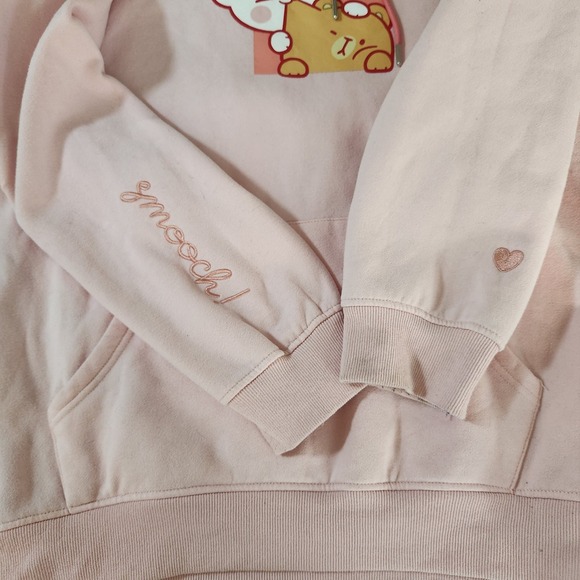 Milkmochabear Official Smooch & Snuggle Pink Fleece Hoodie Heavy Embroidered XXL - Picture 3 of 13